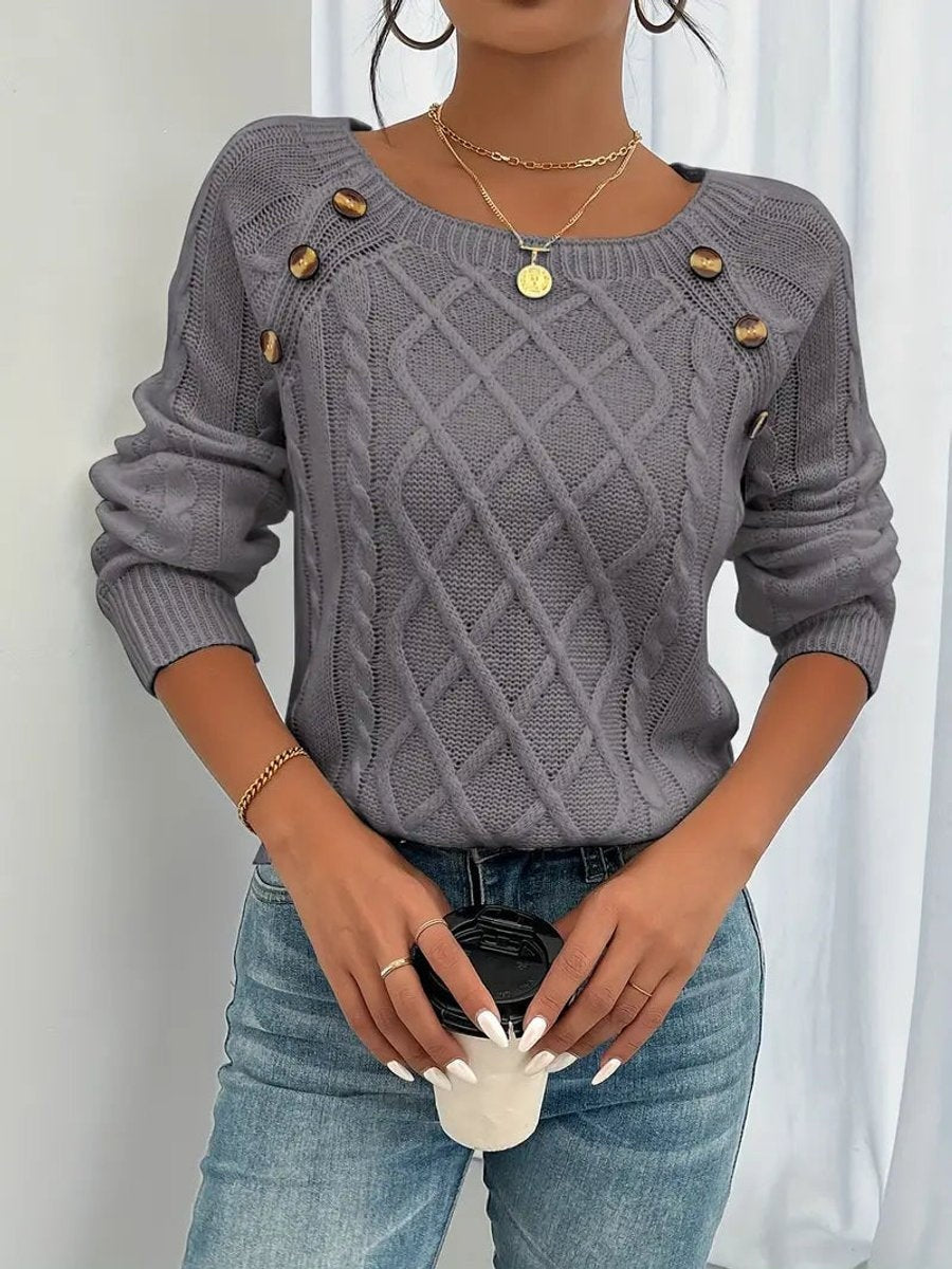 Marina | Jersey Fino de Punto Mujer Cuello Redondo Botones