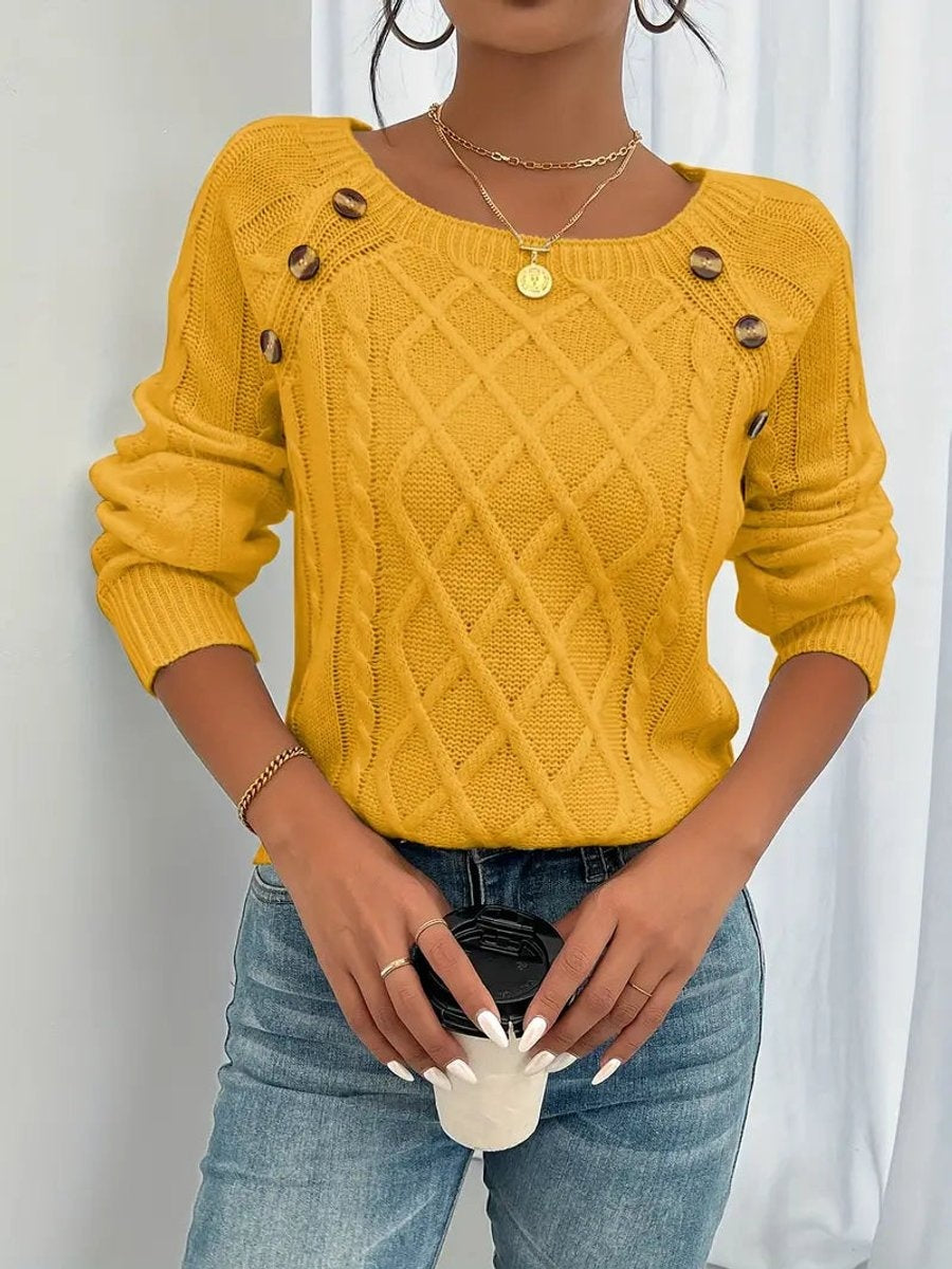 Marina | Jersey Fino de Punto Mujer Cuello Redondo Botones