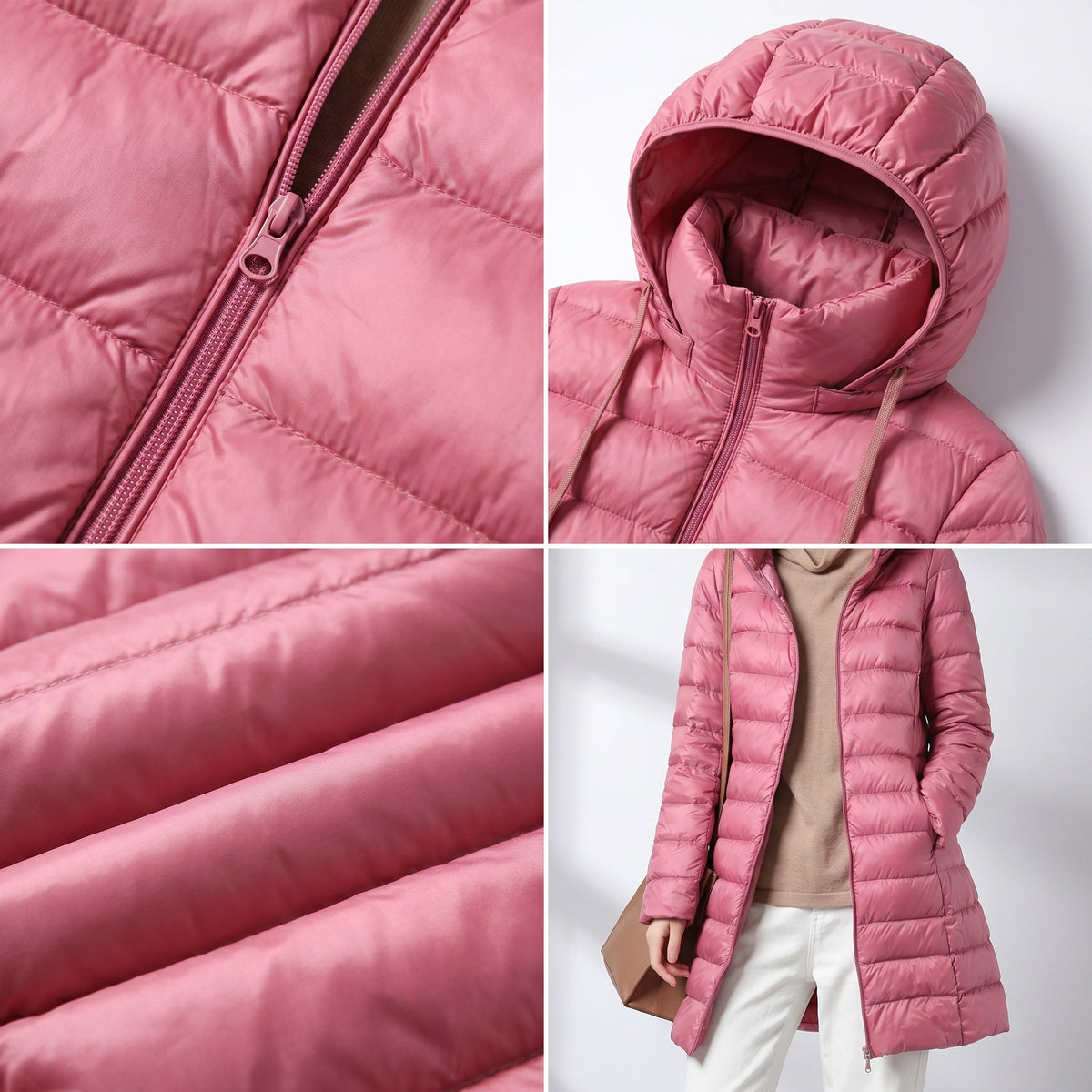 Raquel | Chaqueta de Plumas Larga Mujer con Capucha Acolchada
