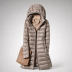 Raquel | Chaqueta de Plumas Larga Mujer con Capucha Acolchada