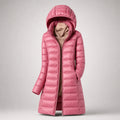 Raquel | Chaqueta de Plumas Larga Mujer con Capucha Acolchada