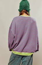 Irene | Sudadera a Rayas Oversize Mujer Cuello Redondo Manga Larga