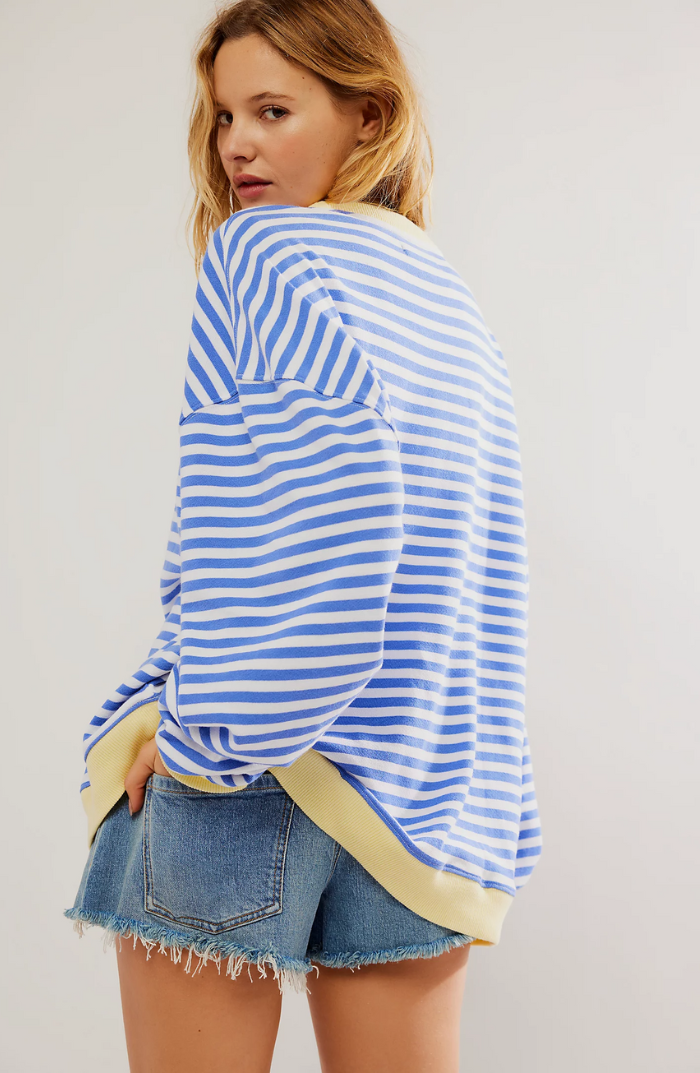 Irene | Sudadera a Rayas Oversize Mujer Cuello Redondo Manga Larga