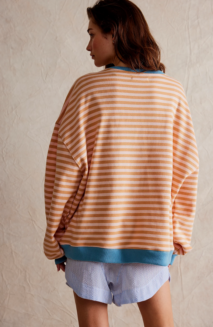 Irene | Sudadera a Rayas Oversize Mujer Cuello Redondo Manga Larga