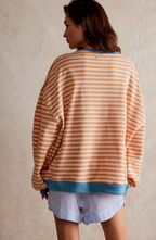 Irene | Sudadera a Rayas Oversize Mujer Cuello Redondo Manga Larga