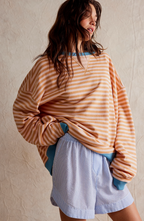 Irene | Sudadera a Rayas Oversize Mujer Cuello Redondo Manga Larga