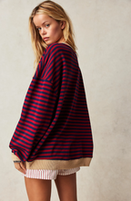 Irene | Sudadera a Rayas Oversize Mujer Cuello Redondo Manga Larga