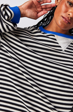 Irene | Sudadera a Rayas Oversize Mujer Cuello Redondo Manga Larga