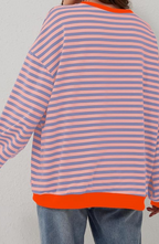 Irene | Sudadera a Rayas Oversize Mujer Cuello Redondo Manga Larga