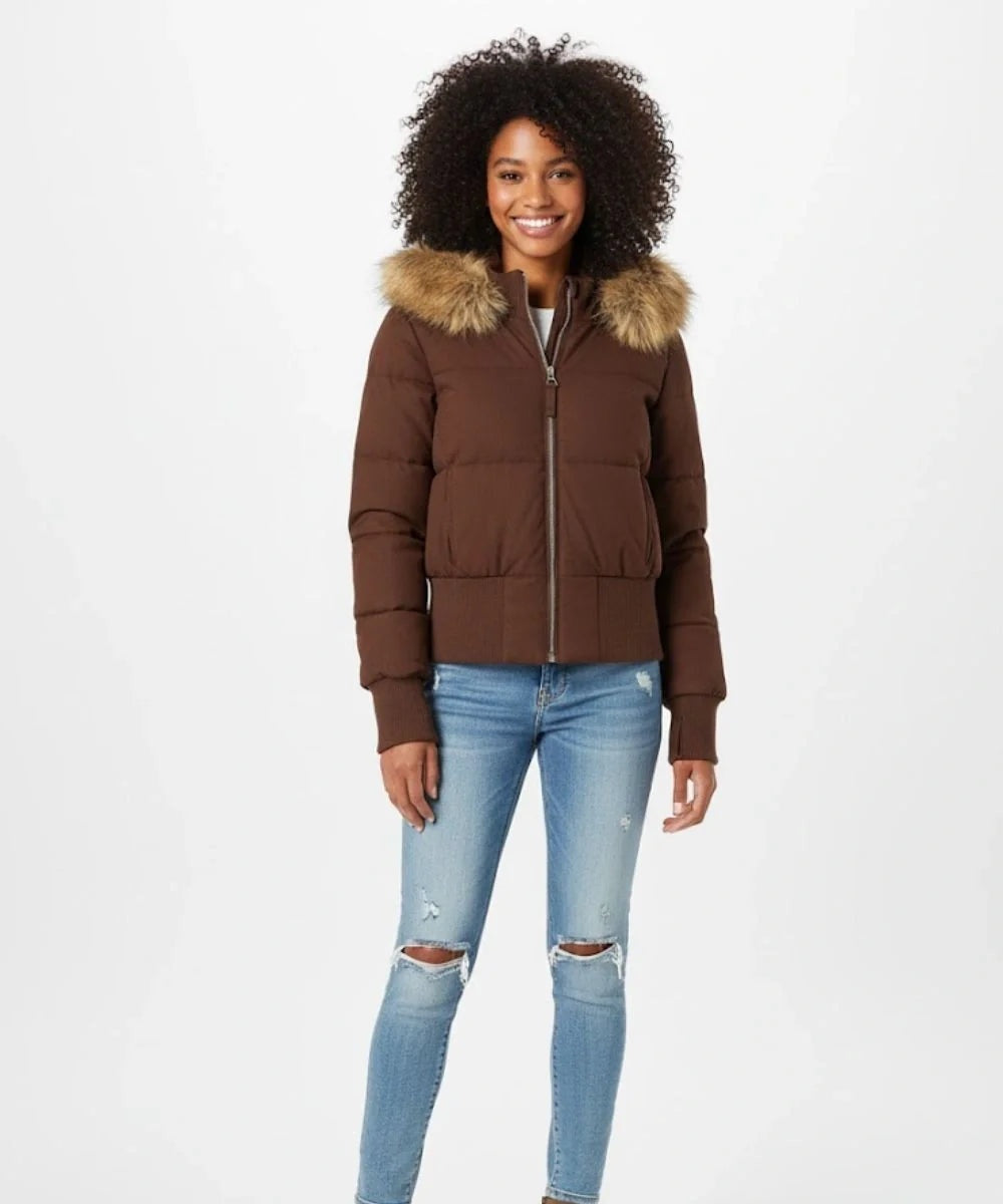 Isadora | Chaqueta de Plumas Mujer con Capucha Piel Sintética