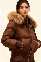 Isadora | Chaqueta de Plumas Mujer con Capucha Piel Sintética
