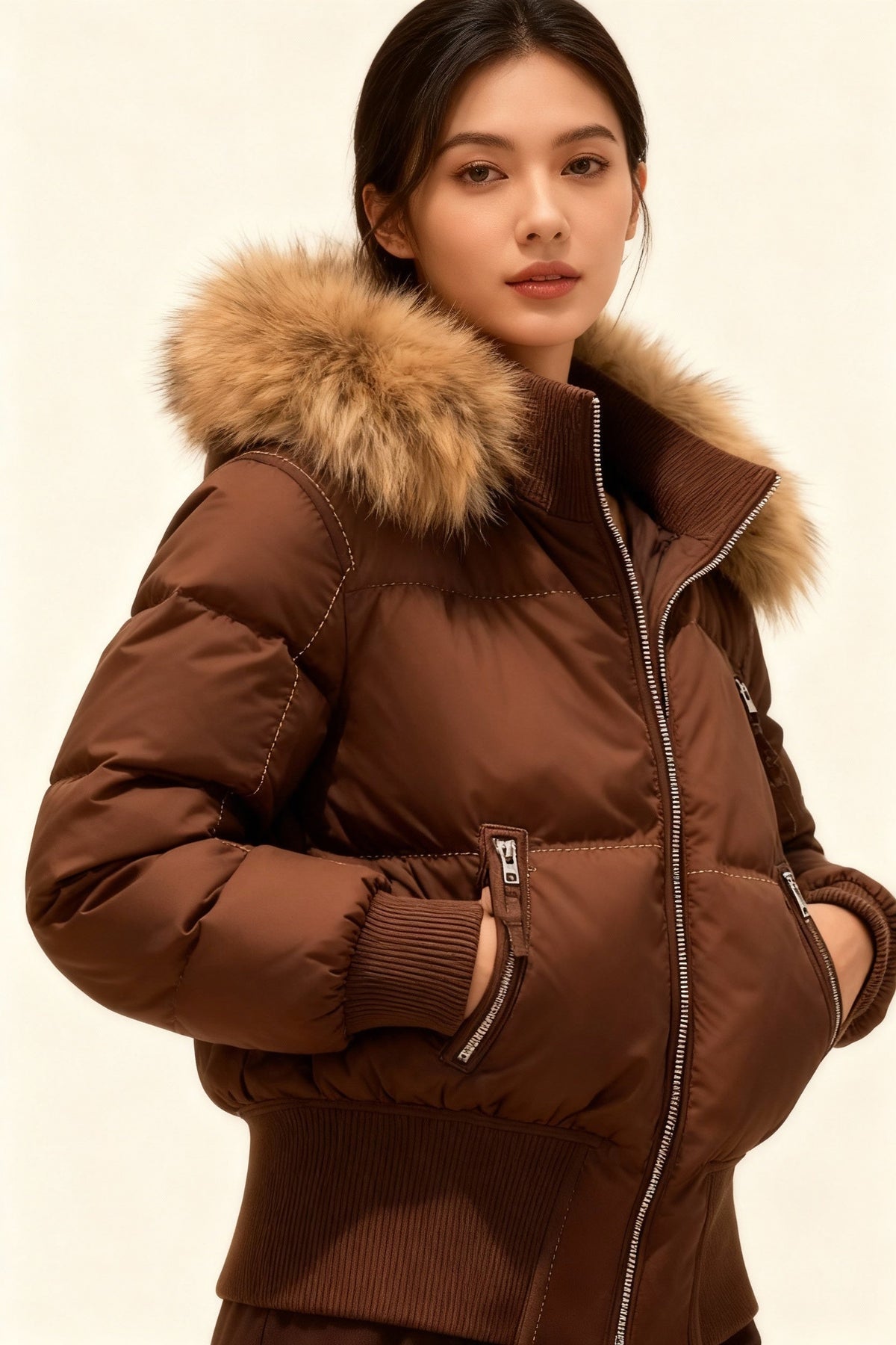 Isadora | Chaqueta de Plumas Mujer con Capucha Piel Sintética