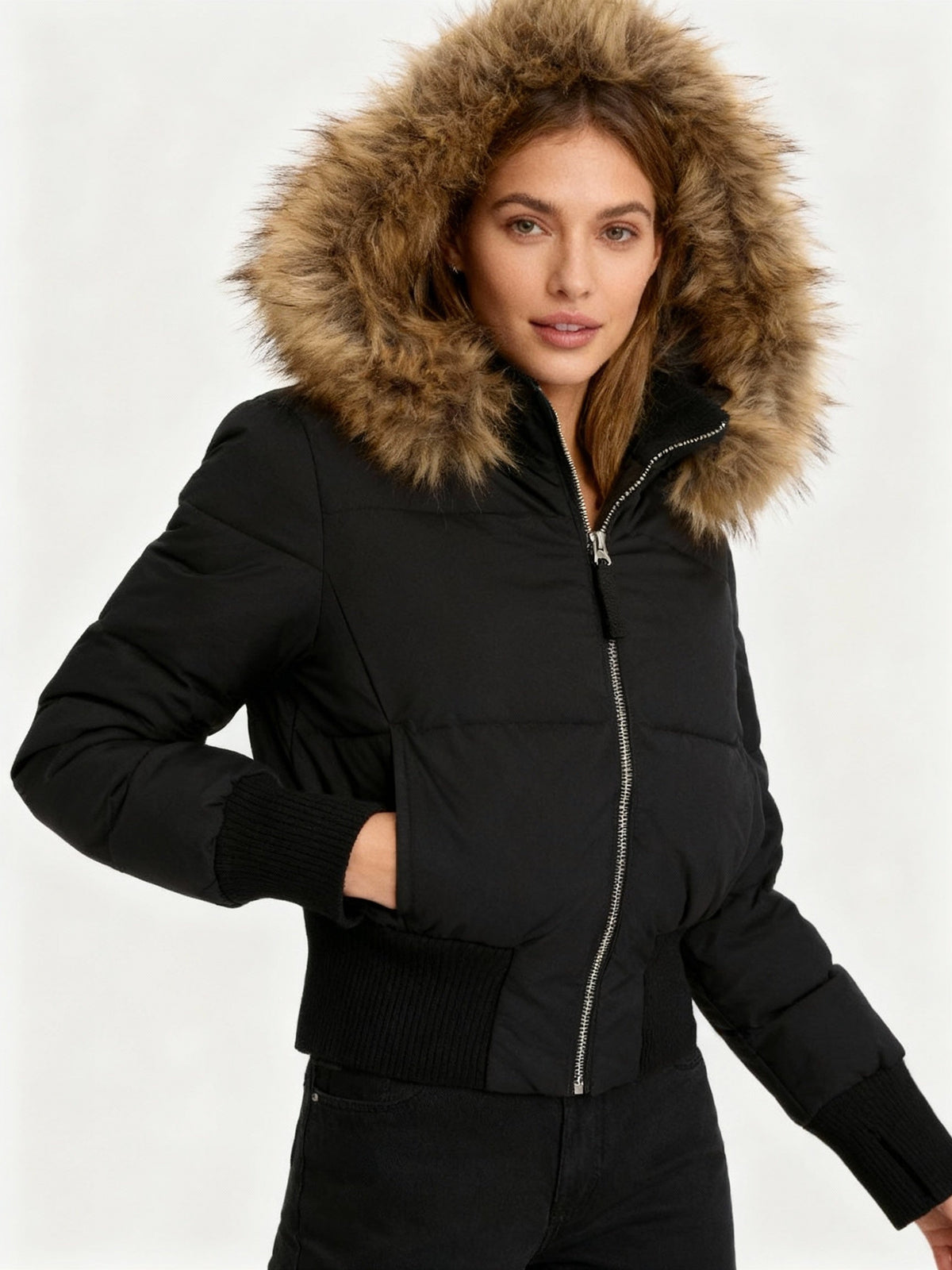 Isadora | Chaqueta de Plumas Mujer con Capucha Piel Sintética