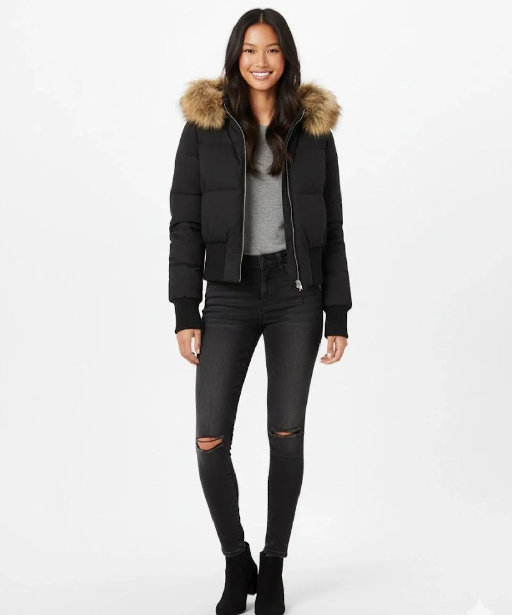 Isadora | Chaqueta de Plumas Mujer con Capucha Piel Sintética