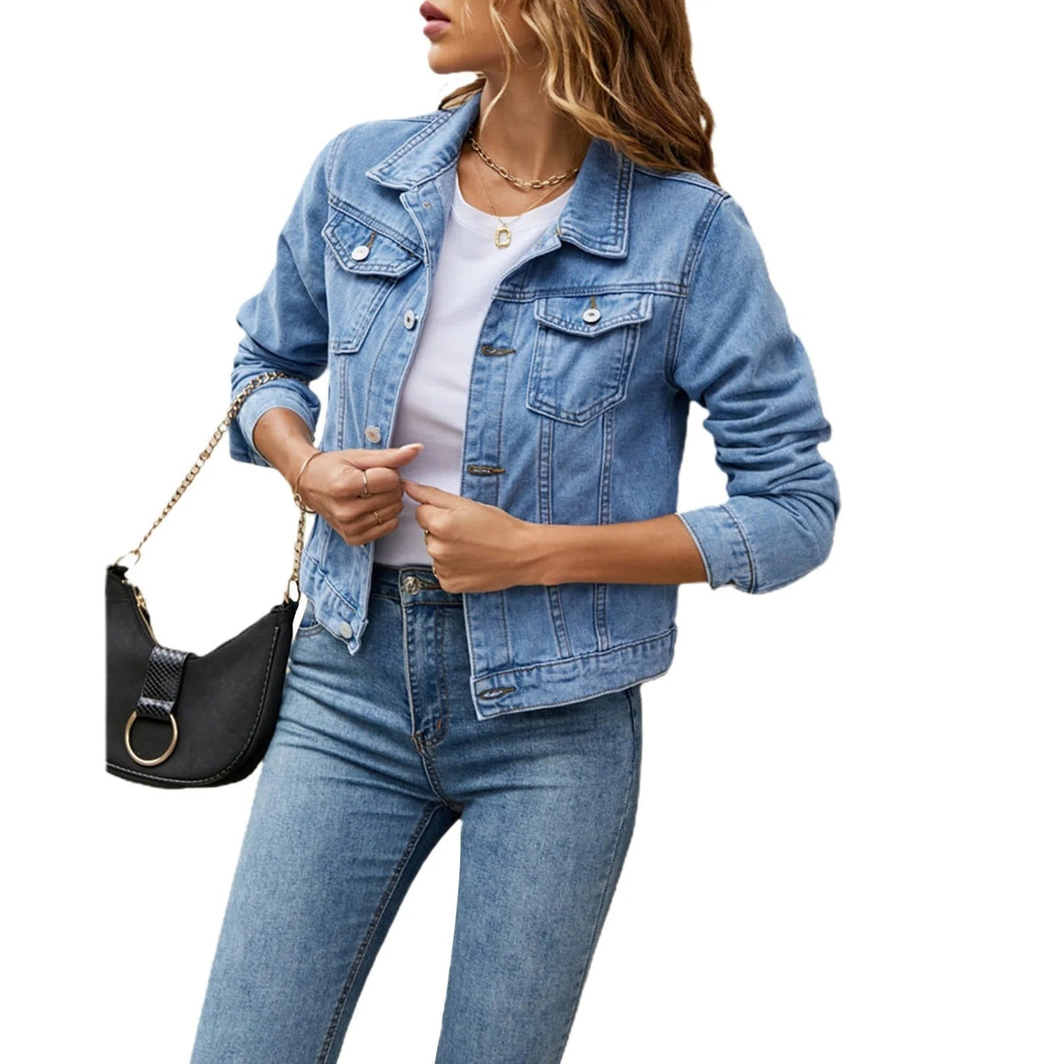Helena | Chaqueta Vaquera Mujer Corta Bolsillos