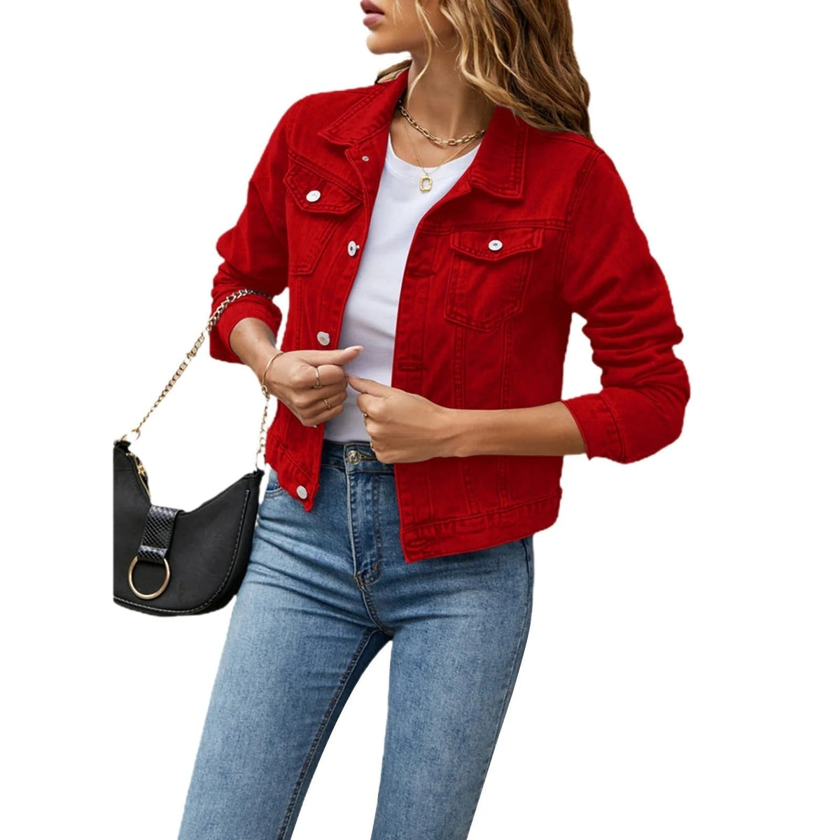 Helena | Chaqueta Vaquera Mujer Corta Bolsillos