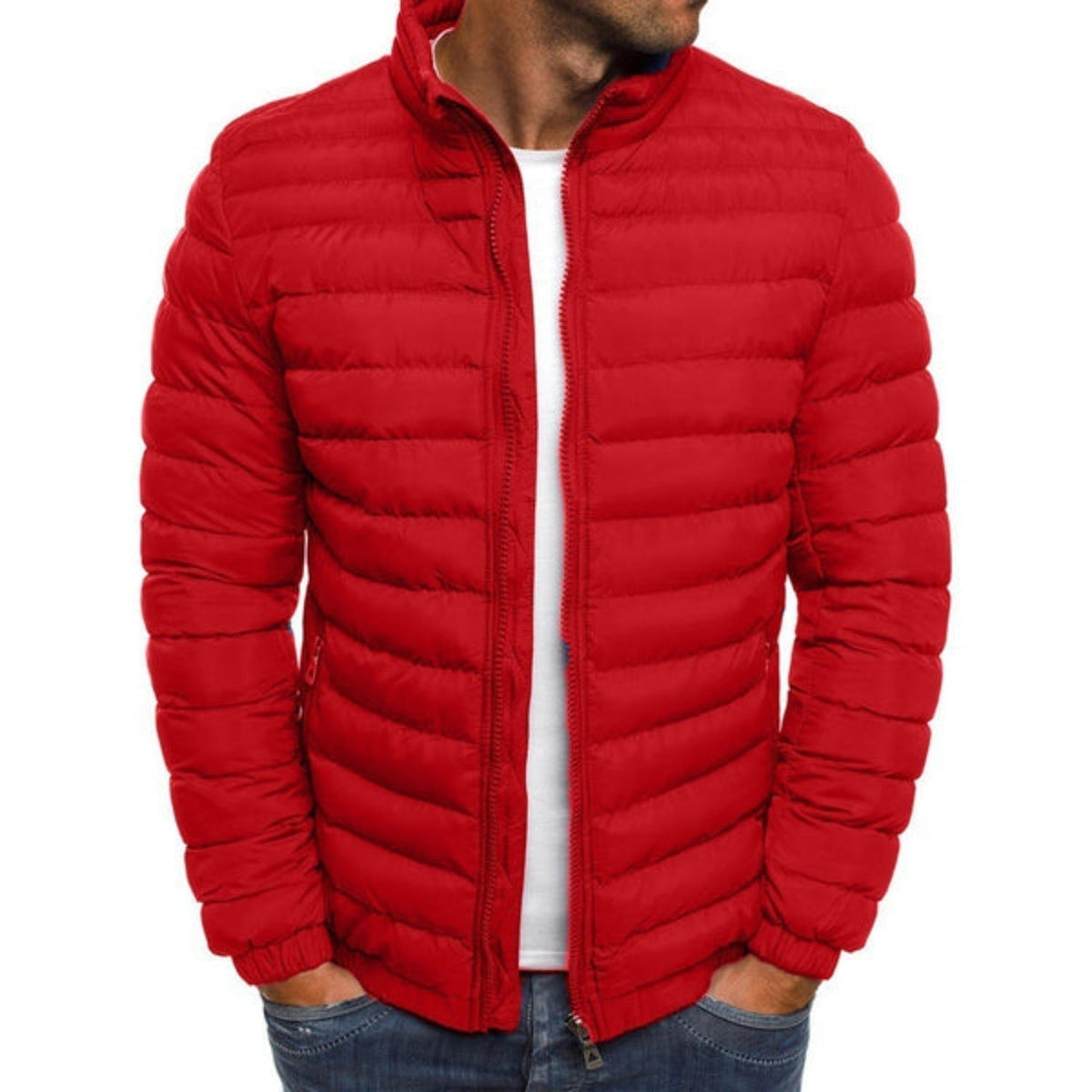 Marino | Chaqueta Acolchada Ligera Hombre Cuello Alto Cremallera