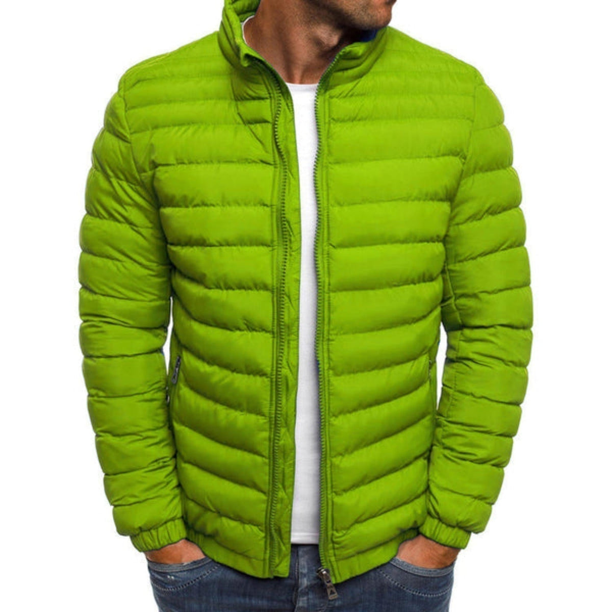 Marino | Chaqueta Acolchada Ligera Hombre Cuello Alto Cremallera