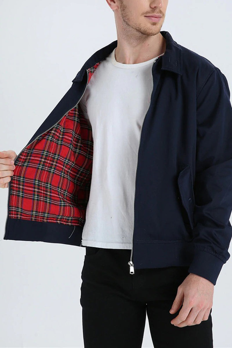Tristán | Chaqueta Harrington Hombre Forro Tartán Cremallera
