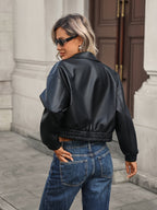 Flor | Chaqueta de Cuero Sintético Bomber Mujer Cremallera