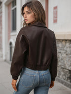 Flor | Chaqueta de Cuero Sintético Bomber Mujer Cremallera
