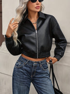 Flor | Chaqueta de Cuero Sintético Bomber Mujer Cremallera