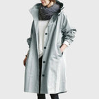 Andrea | Parka Impermeable Larga Mujer con Capucha Corte Amplio
