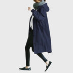 Andrea | Parka Impermeable Larga Mujer con Capucha Corte Amplio