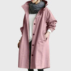Andrea | Parka Impermeable Larga Mujer con Capucha Corte Amplio