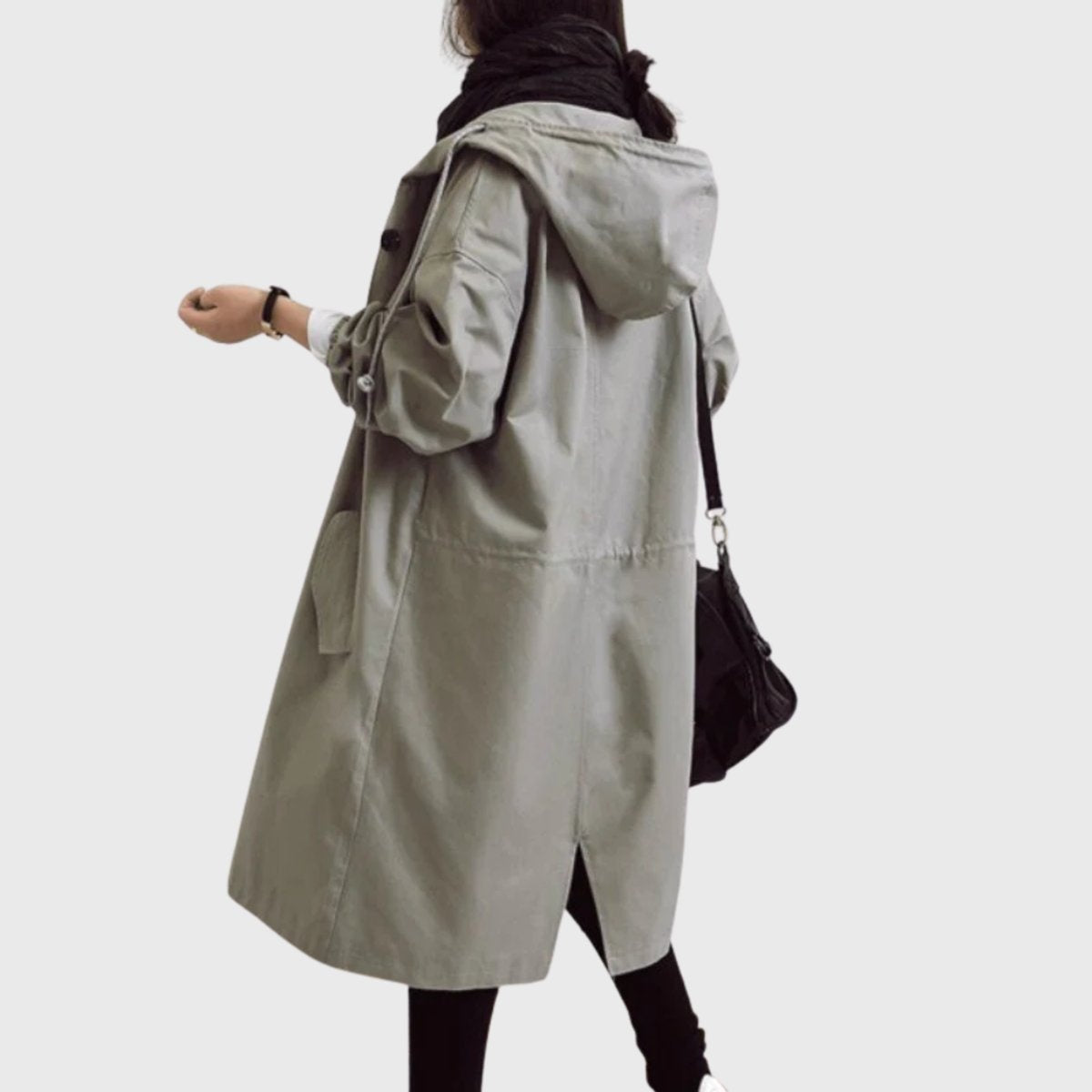Andrea | Parka Impermeable Larga Mujer con Capucha Corte Amplio