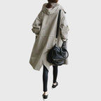 Andrea | Parka Impermeable Larga Mujer con Capucha Corte Amplio