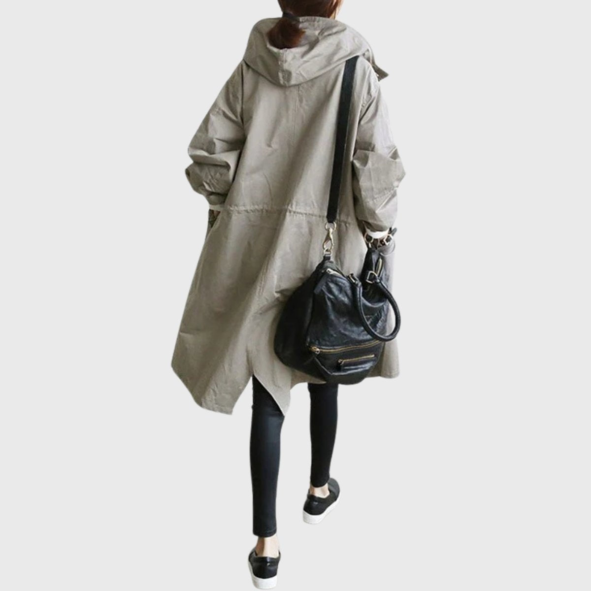 Andrea | Parka Impermeable Larga Mujer con Capucha Corte Amplio