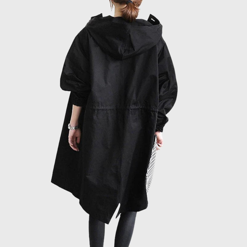Andrea | Parka Impermeable Larga Mujer con Capucha Corte Amplio