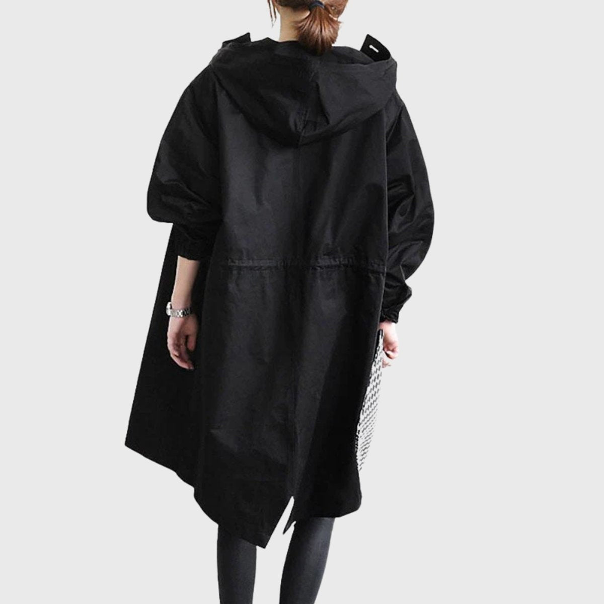 Andrea | Parka Impermeable Larga Mujer con Capucha Corte Amplio