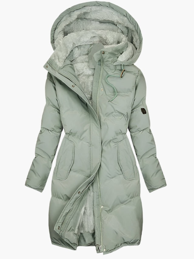 Leonor | Chubasquero Impermeable Mujer Acolchado con Capucha Borreguito Largo