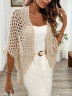 Pilar | Jersey Fino de Crochet Mujer Calado Manga Murciélago