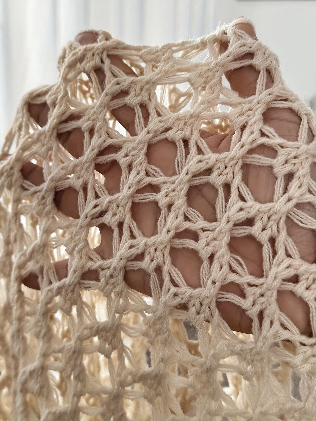 Pilar | Jersey Fino de Crochet Mujer Calado Manga Murciélago