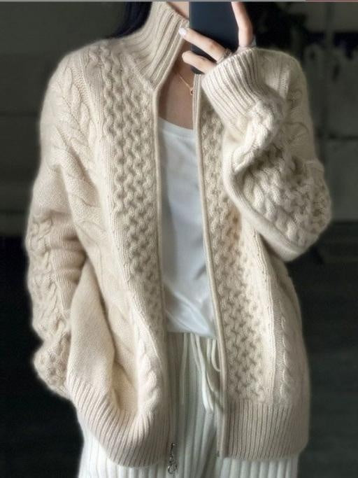 Andrea | Jersey de Punto con Trenzas Mujer Cremallera Oversize