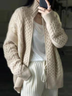 Andrea | Jersey de Punto con Trenzas Mujer Cremallera Oversize