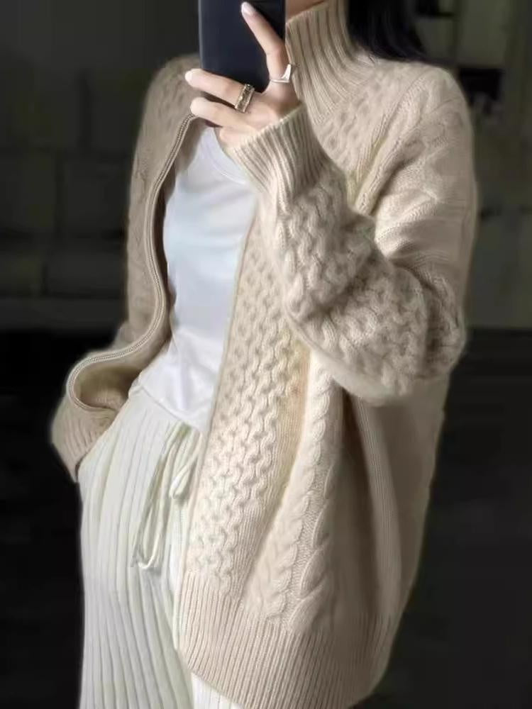 Andrea | Jersey de Punto con Trenzas Mujer Cremallera Oversize