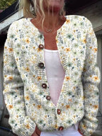 Soraya | Chaqueta de Punto Estampado Floral Mujer Manga Larga