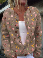 Soraya | Chaqueta de Punto Estampado Floral Mujer Manga Larga