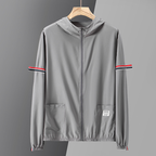 Néstor | Varsity Jacket Hombre con Capucha Rayas Manga