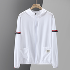 Néstor | Varsity Jacket Hombre con Capucha Rayas Manga