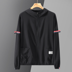 Néstor | Varsity Jacket Hombre con Capucha Rayas Manga