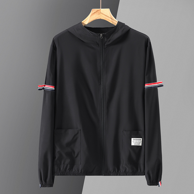 Néstor | Varsity Jacket Hombre con Capucha Rayas Manga