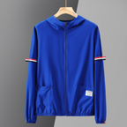 Néstor | Varsity Jacket Hombre con Capucha Rayas Manga