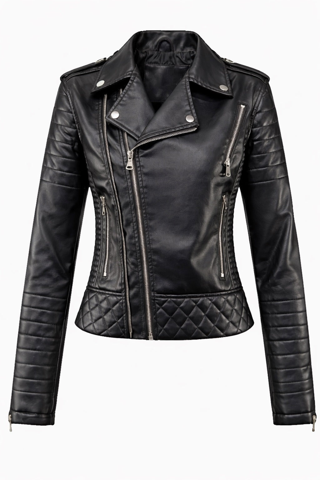 Ainara | Chaqueta Motera de Polipiel Mujer Cremalleras Acolchada