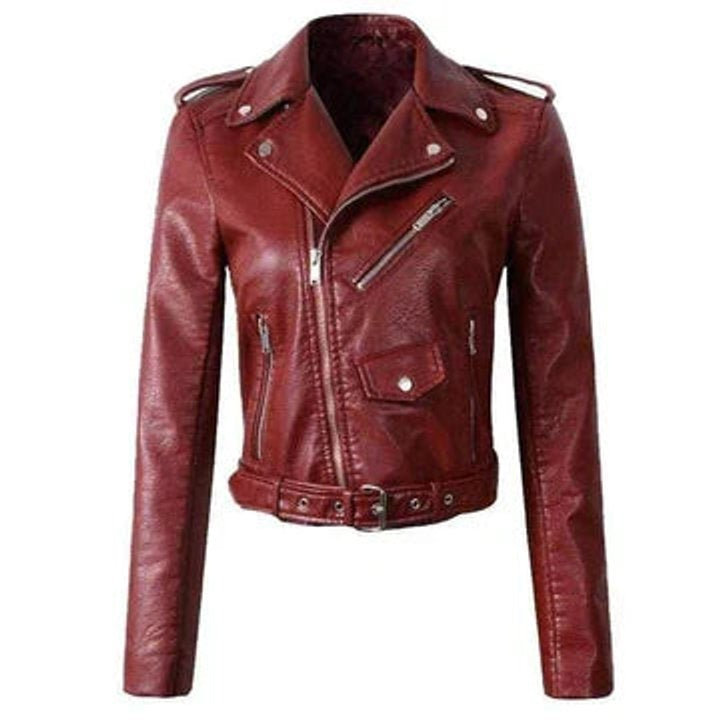 Valentina | Chaqueta Motera Mujer de Polipiel Cremallera Asimétrica