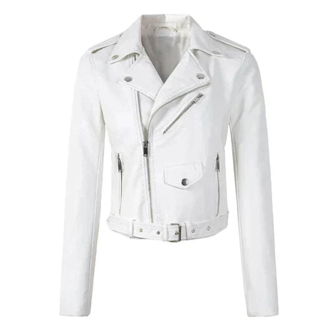 Valentina | Chaqueta Motera Mujer de Polipiel Cremallera Asimétrica